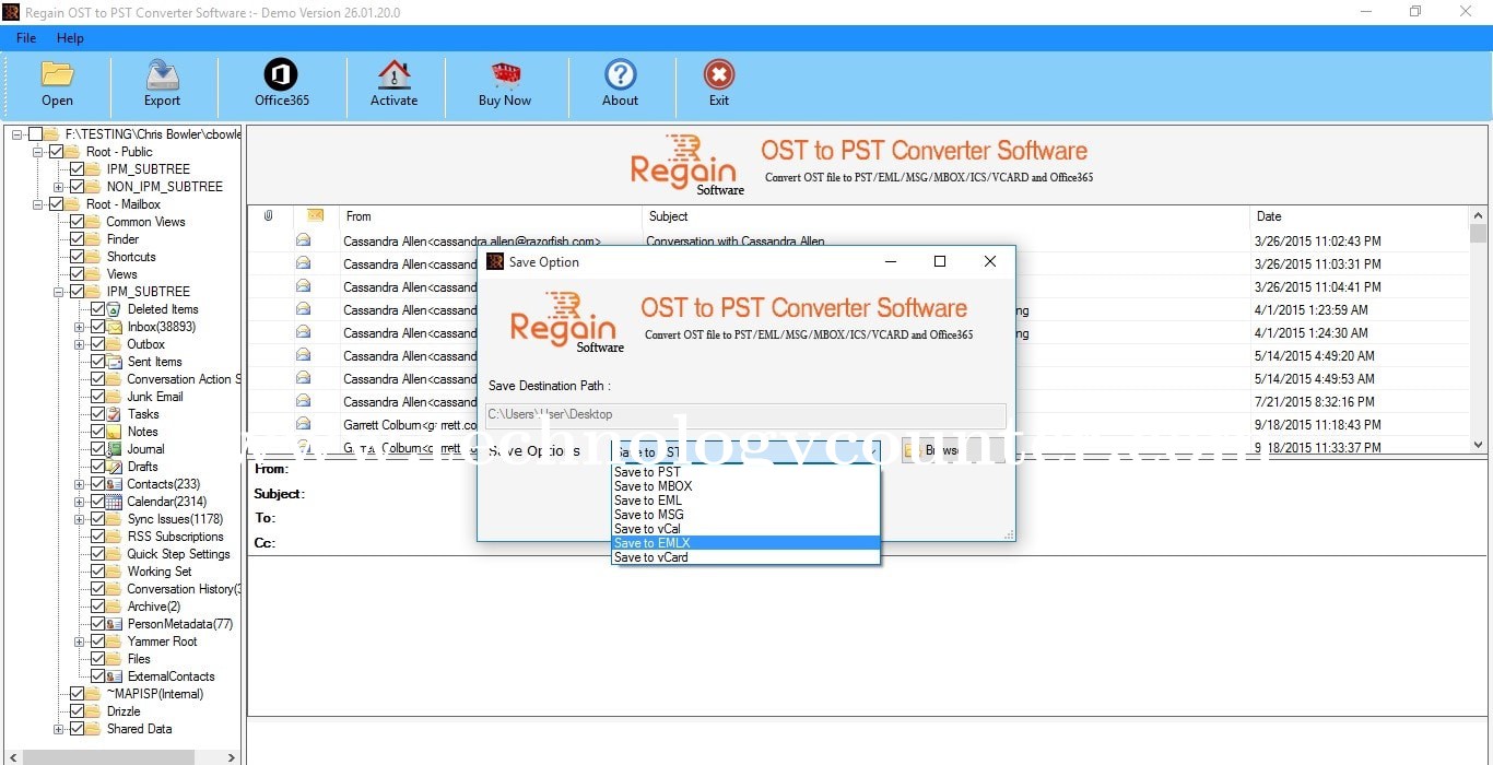 Regain OST to PST Converter Screenshots